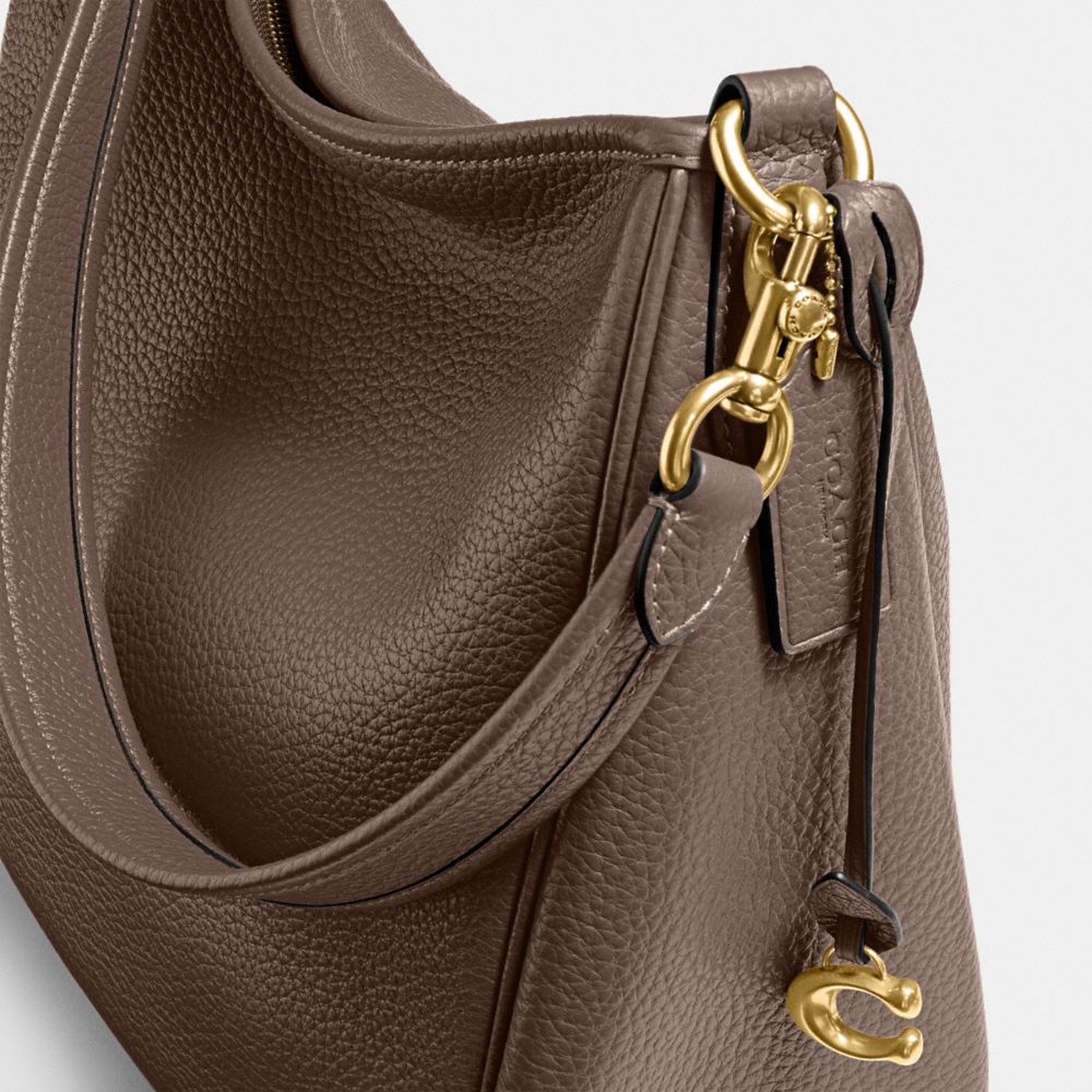 COACH®,Cary Shoulder Bag,Leather,Hobo,Metal,Logo,Casual,Brown,Closer View