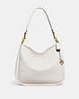 COACH®,CARY SHOULDER BAG,Pebble Leather,Large,Brass/Chalk,Front View