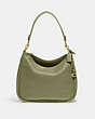 COACH®,CARY SHOULDER BAG,Pebble Leather,Large,Brass/Moss,Front View