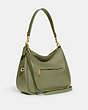 COACH®,CARY SHOULDER BAG,Pebble Leather,Large,Brass/Moss,Angle View