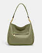 COACH®,CARY SHOULDER BAG,Pebble Leather,Large,Brass/Moss,Back View