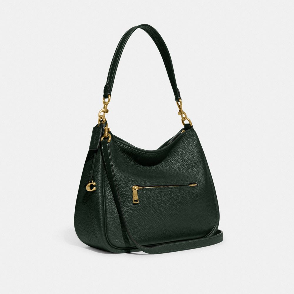 COACH®,Cary Shoulder Bag,Leather,Hobo,Metal,Logo,Casual,Emerald,Angle View
