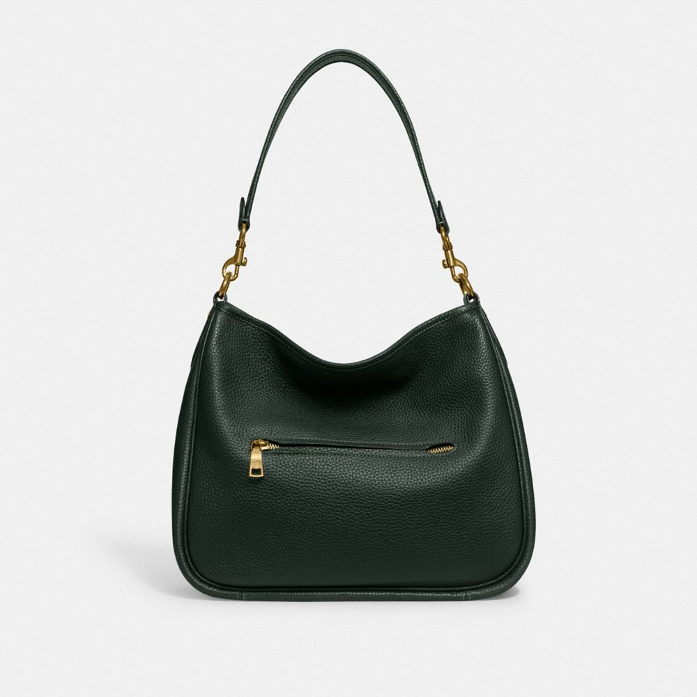 COACH®,Cary Shoulder Bag,Leather,Hobo,Metal,Logo,Casual,Emerald,Back View