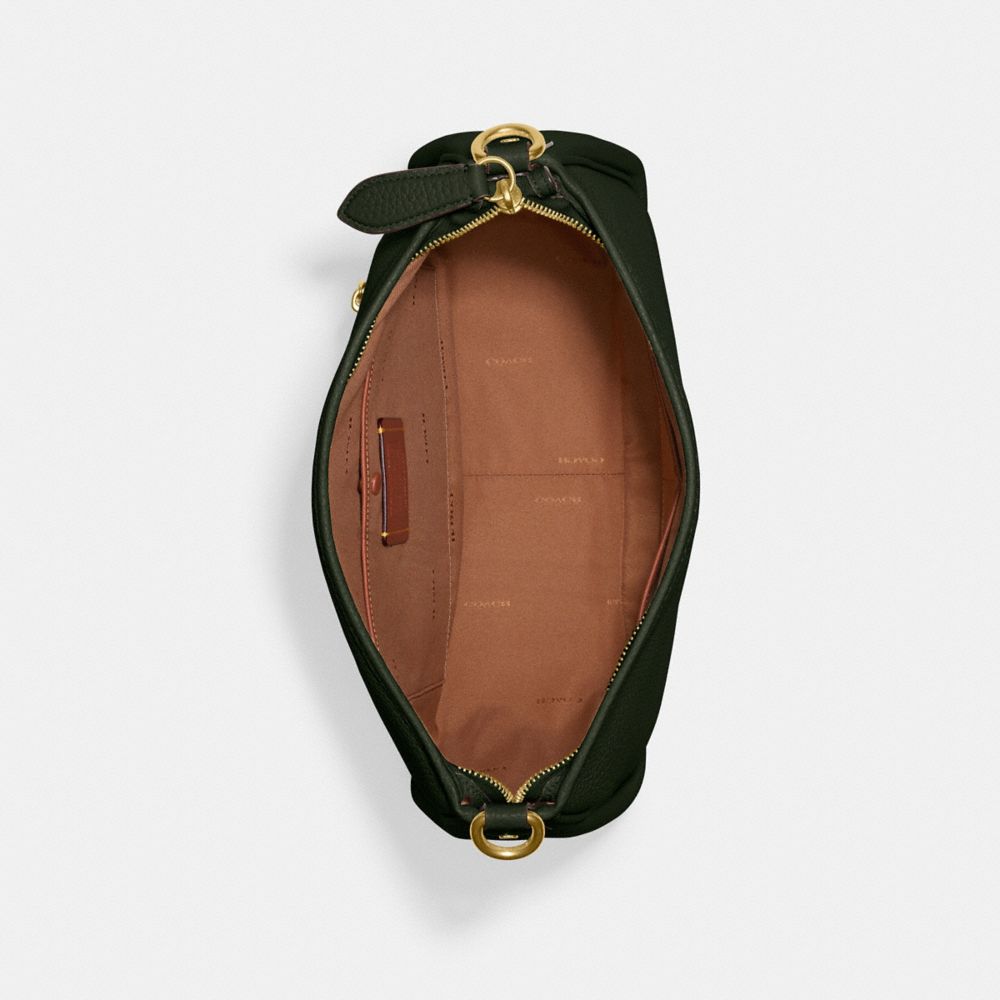 COACH®,Cary Shoulder Bag,Leather,Hobo,Metal,Logo,Casual,Emerald,Inside View,Top View
