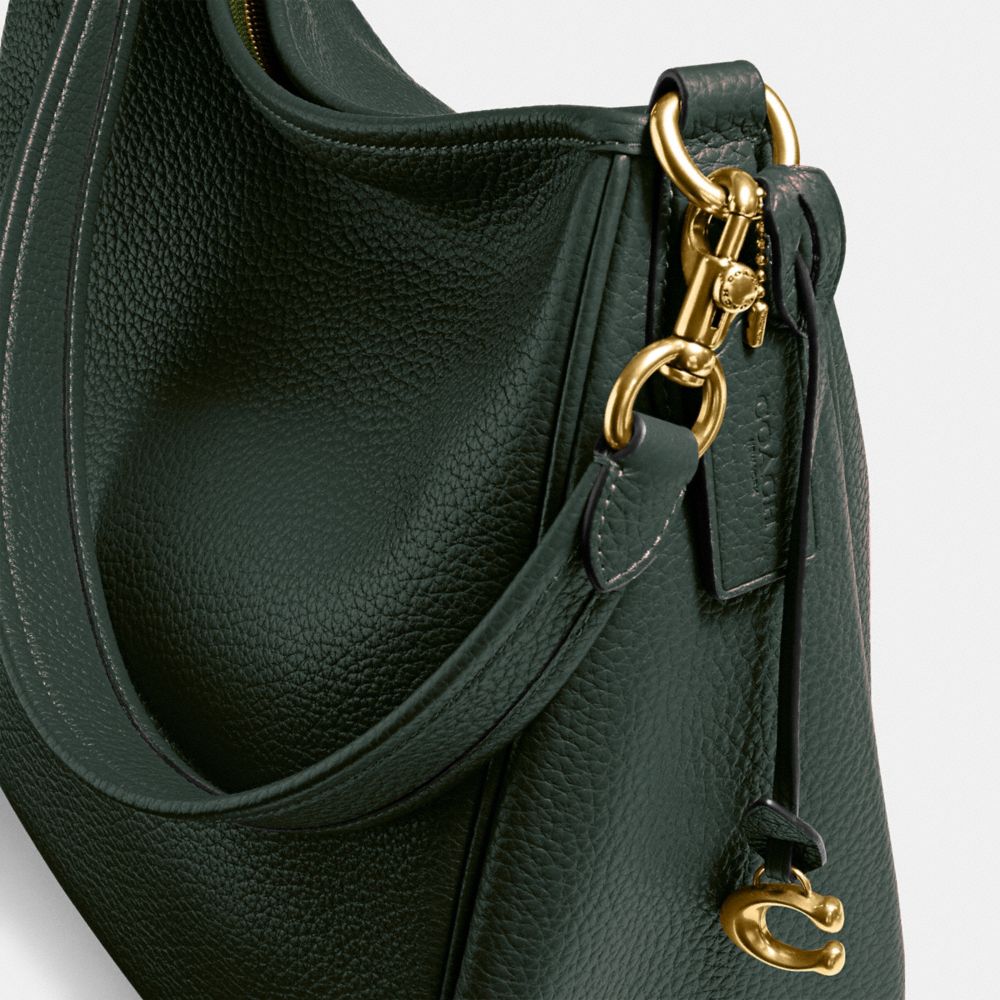 COACH®,Cary Shoulder Bag,Leather,Hobo,Metal,Logo,Casual,Emerald,Closer View