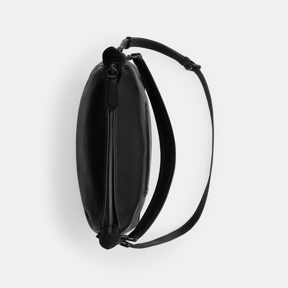 COACH®,Cary Shoulder Bag,Leather,Hobo,Metal,Logo,Casual,Black