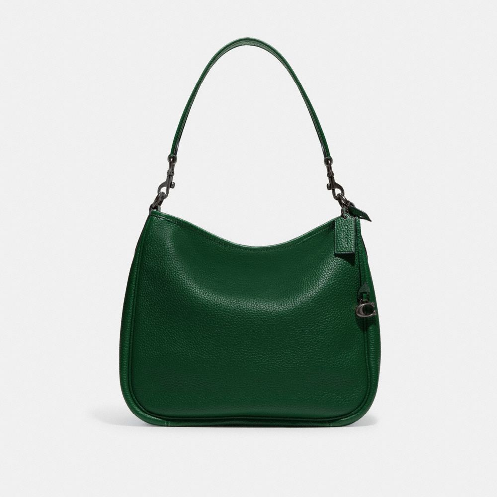 COACH®,Cary Shoulder Bag,Leather,Hobo,Logo,Metal,Casual,Emerald,Front View