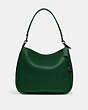 COACH®,CARY SHOULDER BAG,Pebble Leather,Large,Pewter/Dark Pine,Front View