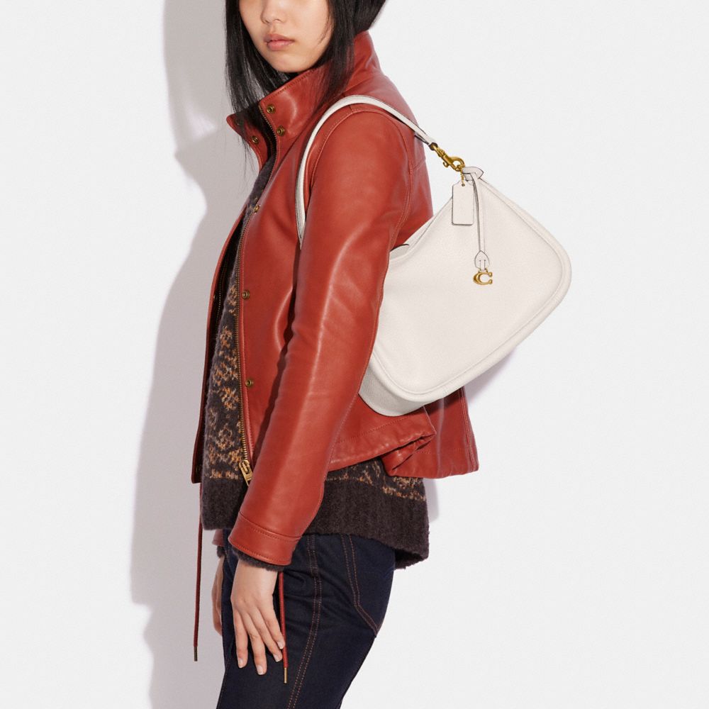 COACH®,Cary Crossbody Bag,Leather,Hobo,Logo,Metal,Casual,White,Detail View