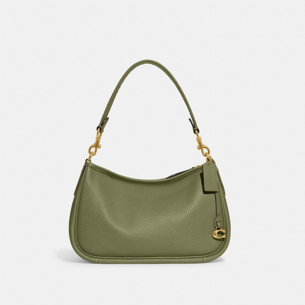 COACH®,CARY CROSSBODY BAG,Pebble Leather,Medium,Brass/Moss,Front View