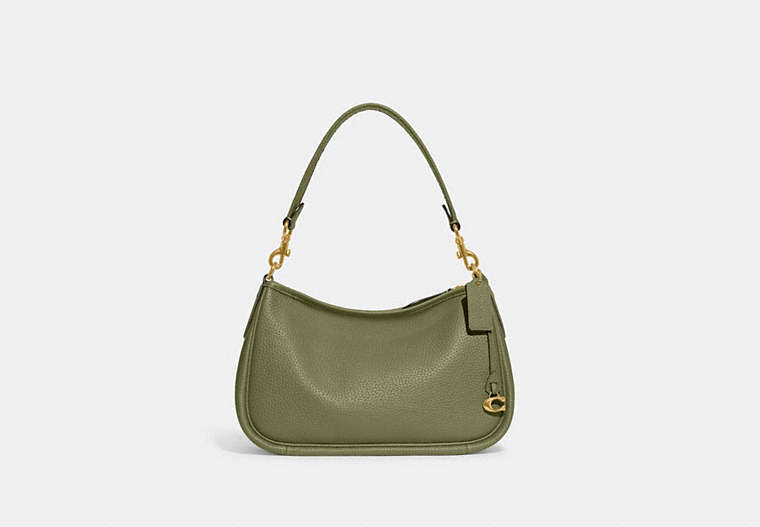 COACH®,CARY CROSSBODY,Pebble Leather,Medium,Brass/Moss,Front View