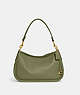 COACH®,CARY CROSSBODY,Pebble Leather,Medium,Brass/Moss,Front View