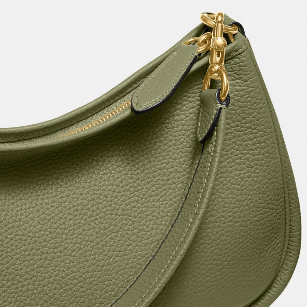 COACH®,Cary Crossbody Bag,Leather,Hobo,Logo,Metal,Casual,Olive,Closer View