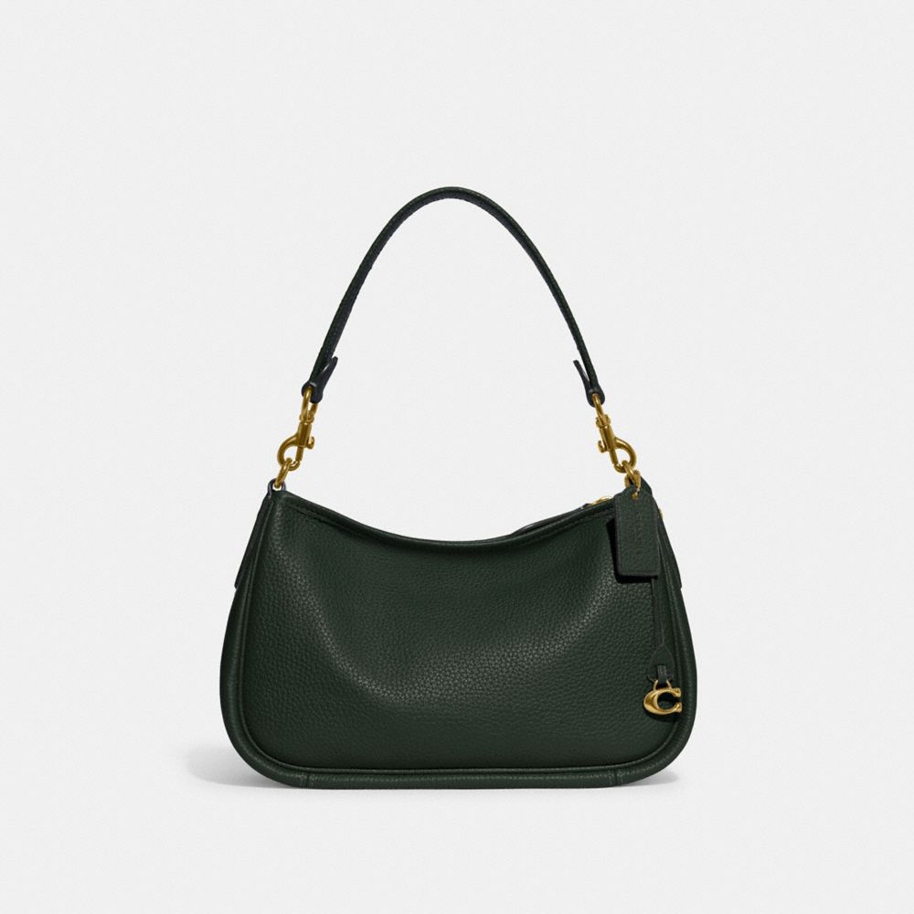 COACH®,Cary Crossbody Bag,Leather,Hobo,Logo,Metal,Casual,Emerald,Front View