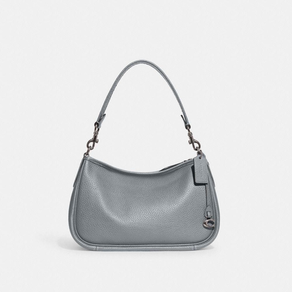 COACH®,CARY CROSSBODY BAG,Pebble Leather,Medium,Silver/Grey Blue,Front View