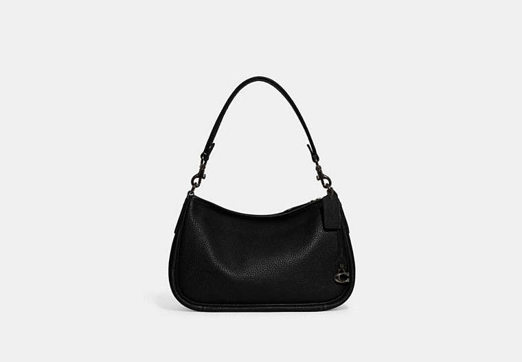 COACH®,CARY CROSSBODY,Pebble Leather,Medium,Pewter/Black,Front View