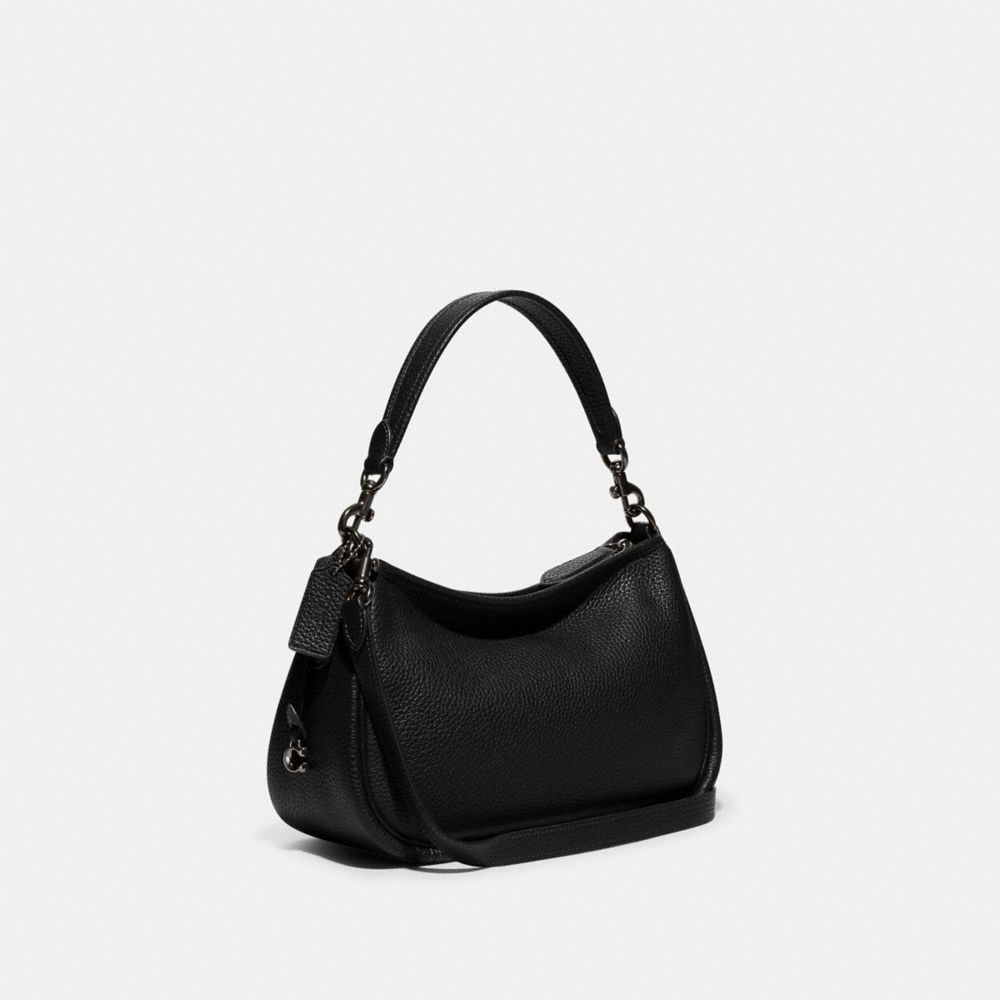 COACH®,Cary Crossbody Bag,Leather,Hobo,Logo,Metal,Casual,Black,Angle View