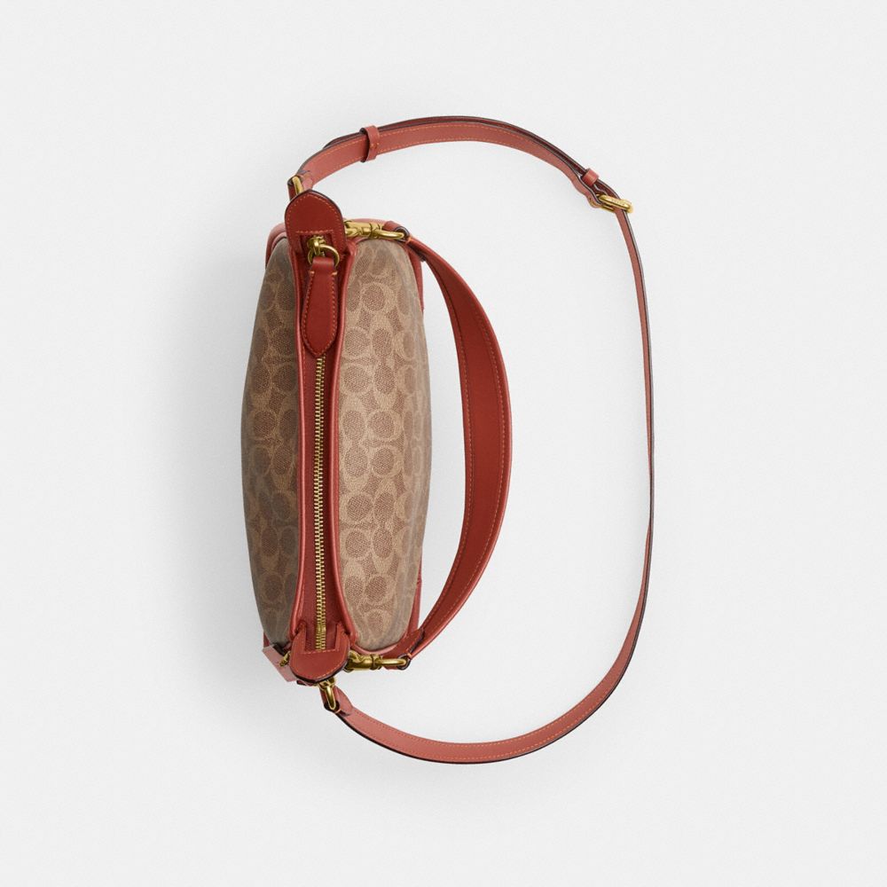 COACH®,Cary Crossbody Bag In Signature Canvas,Canvas,Calf Hair,Leather,Crossbody,Piping,Day Party,Brown