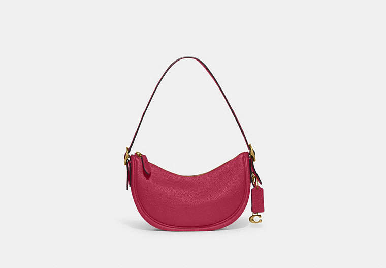 COACH®,LUNA SHOULDER BAG,Pebble Leather,Small,Brass/Hyacinth,Front View