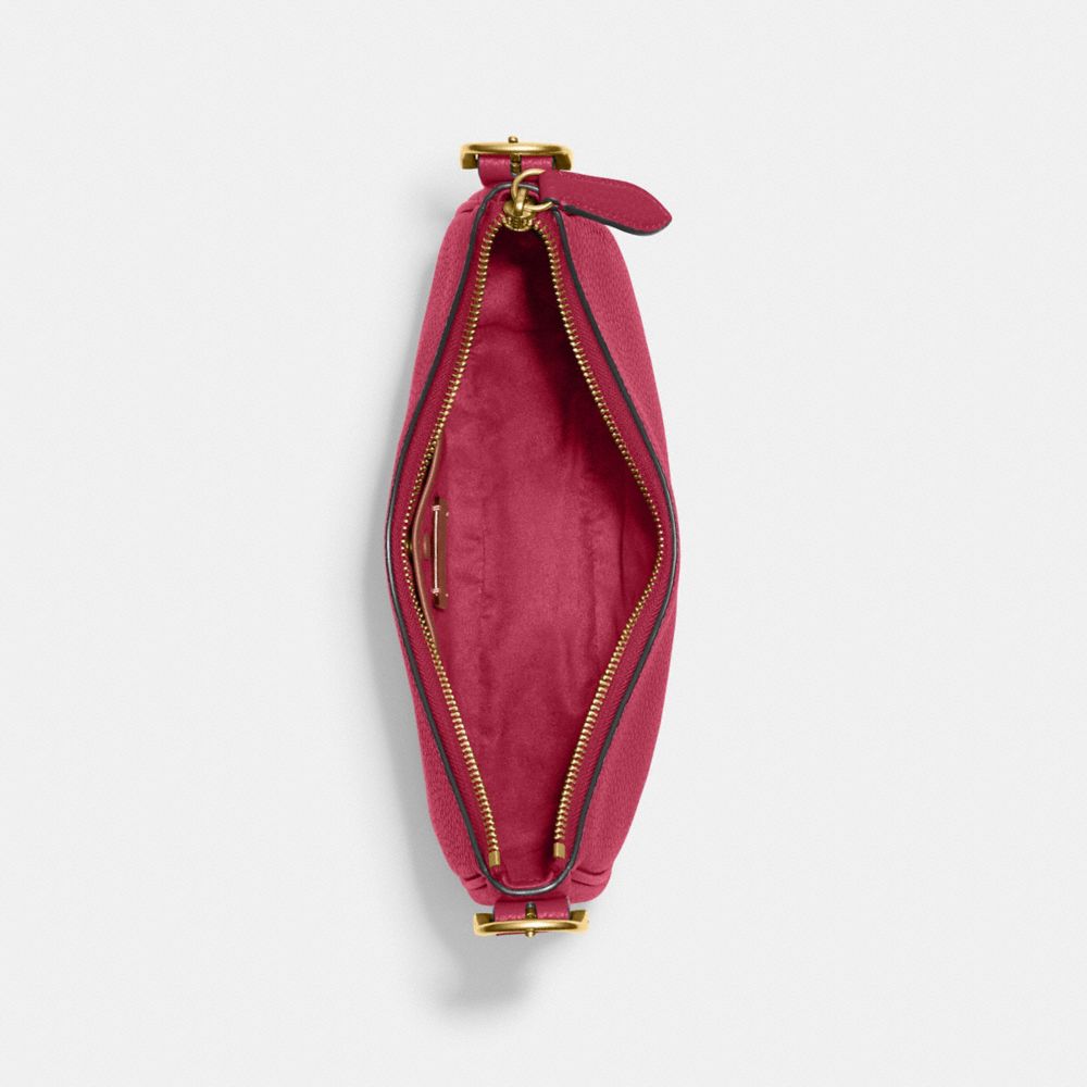COACH®,Luna Shoulder Bag,Silk,Leather,Shoulder Bag,Metal,Logo,Adjustable,Gold Metal,Casual,Fuchsia,Inside View,Top View