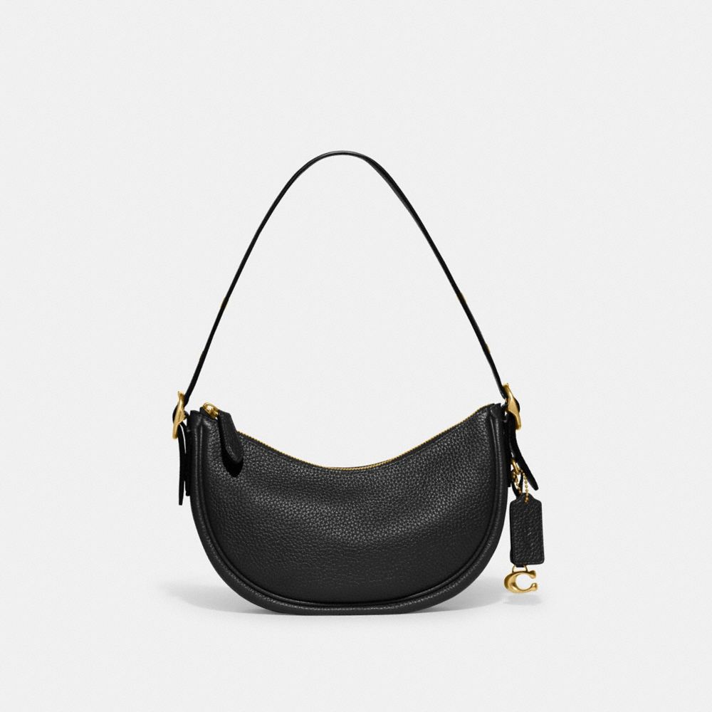 COACH®,LUNA SHOULDER BAG,Small,Brass/Black,Front View image number 0