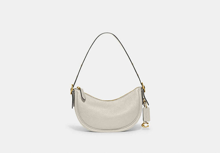 COACH®,LUNA SHOULDER BAG,Pebble Leather,Small,Brass/Chalk,Front View image number 0