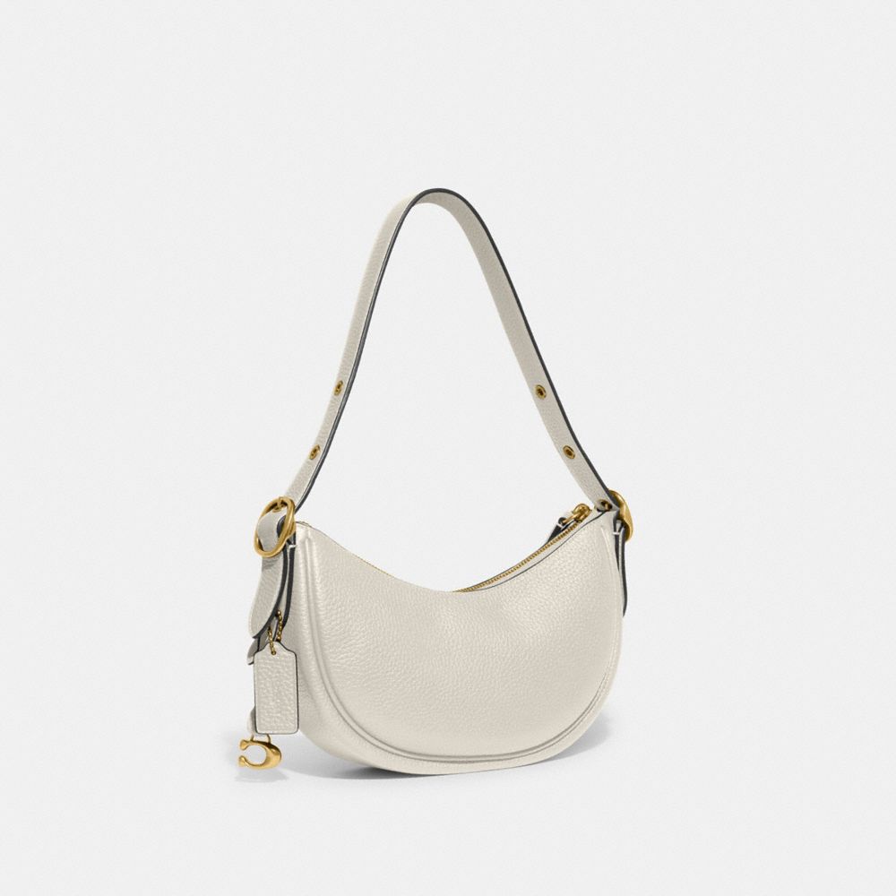 COACH®,LUNA SHOULDER BAG,Small,Brass/Chalk,Angle View