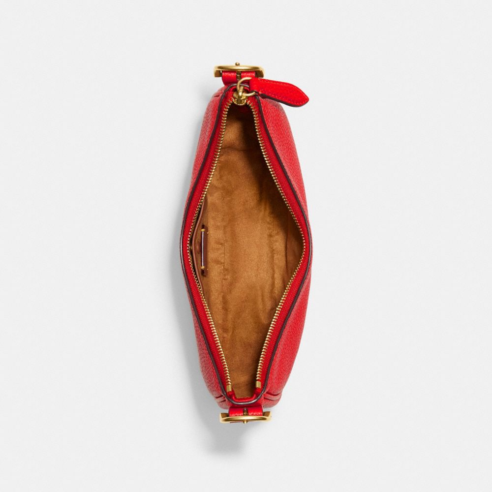 COACH®,PORTÉ-ÉPAULE LUNA,Cuir galet,Laiton/Rouge sport,Inside View,Top View