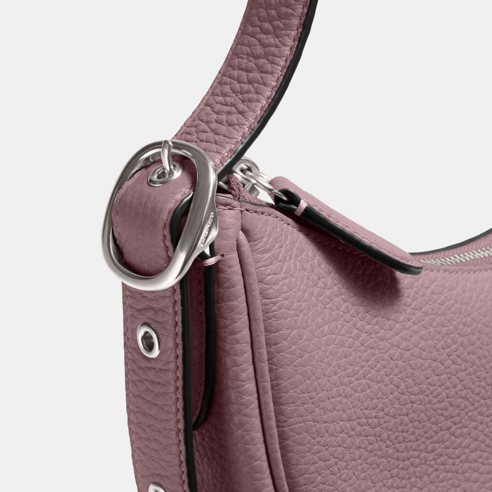 COACH®,Luna Shoulder Bag,Silk,Leather,Shoulder Bag,Logo,Metal,Adjustable,Gold Metal,Casual,Blush,Closer View