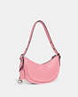 COACH®,LUNA SHOULDER BAG,Pebble Leather,Small,Silver/Flower Pink,Angle View