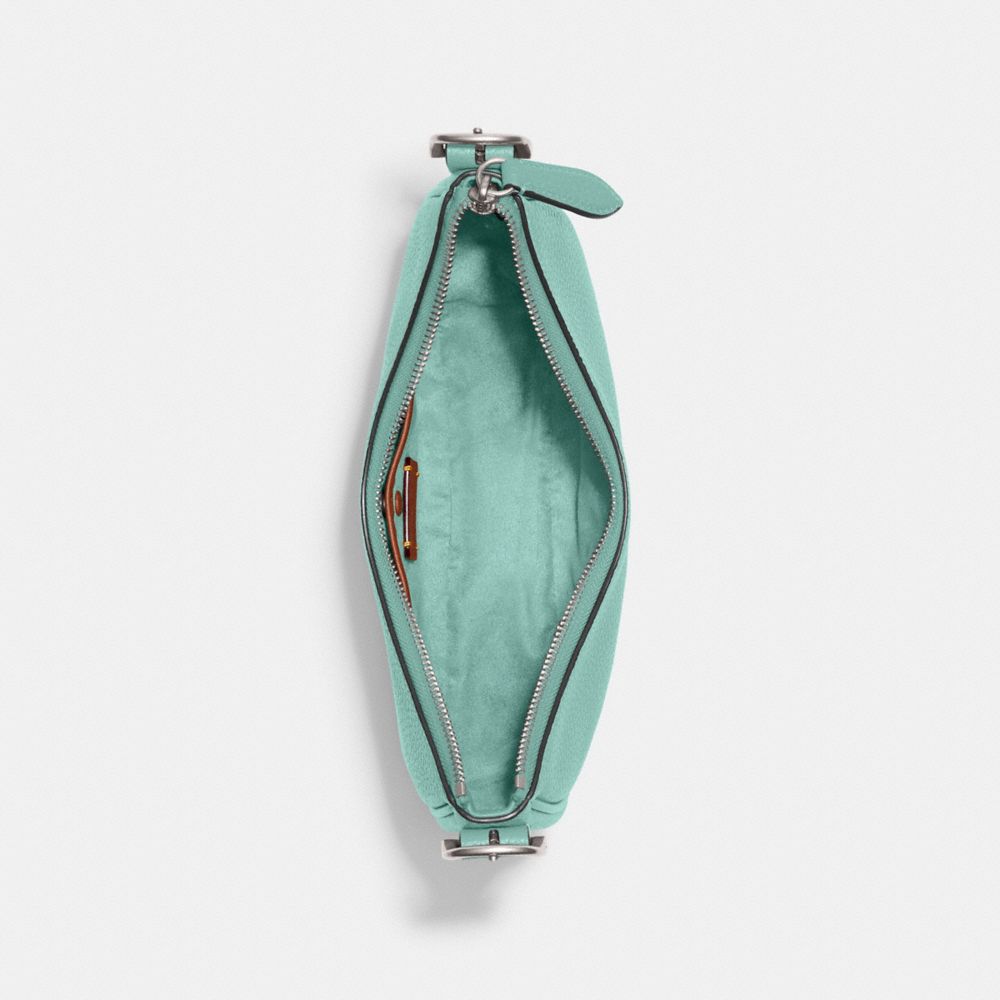COACH®,Luna Shoulder Bag,Silk,Leather,Shoulder Bag,Metal,Logo,Adjustable,Gold Metal,Casual,Turquoise,Inside View,Top View