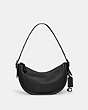 COACH®,LUNA SHOULDER BAG,Pebble Leather,Small,Pewter/Black,Front View