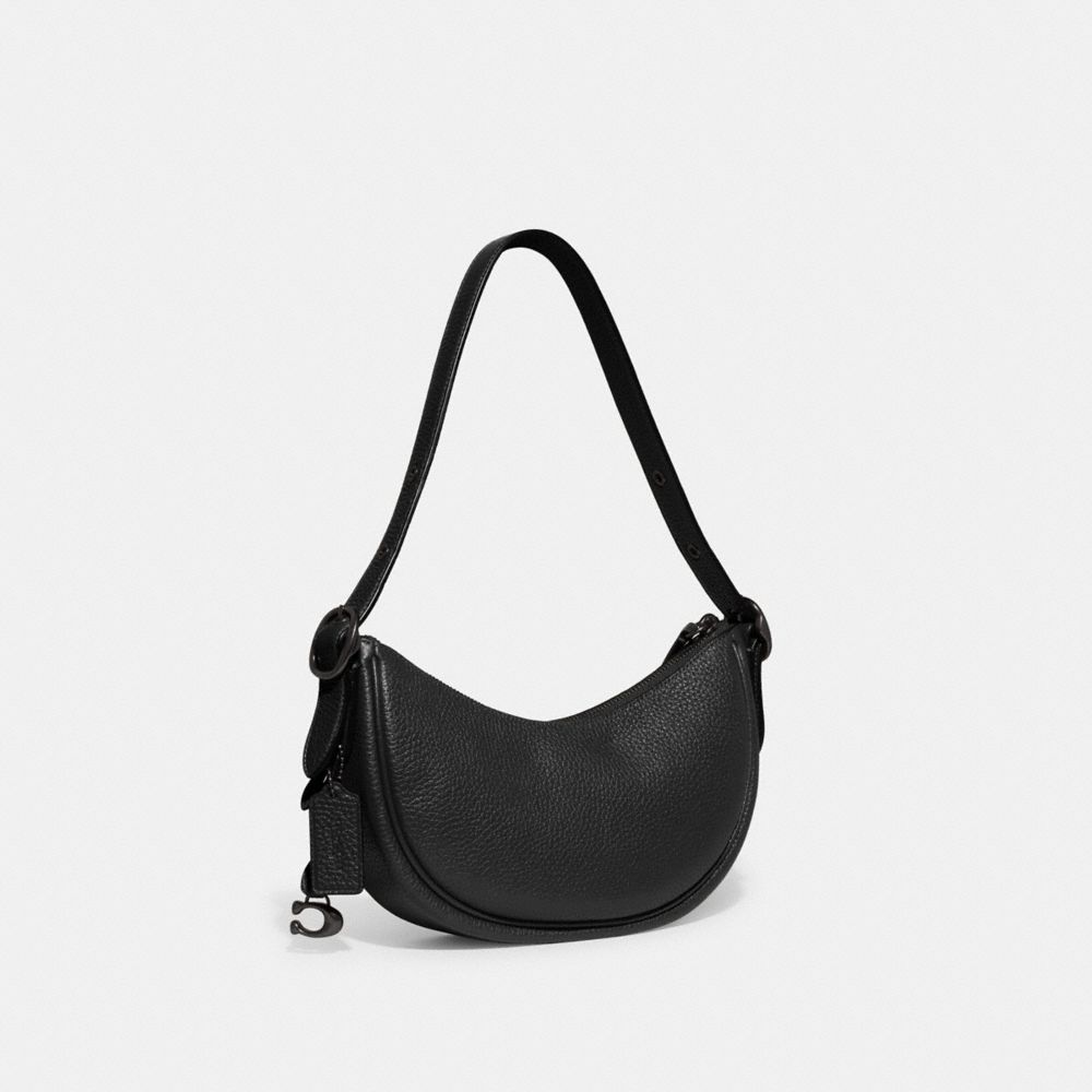 COACH®,LUNA SHOULDER BAG,Small,Pewter/Black,Angle View