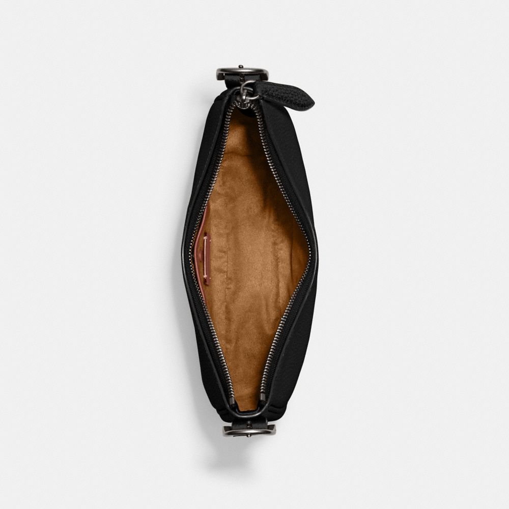 COACH®,Luna Shoulder Bag,Silk,Leather,Shoulder Bag,Logo,Metal,Adjustable,Gold Metal,Casual,Black,Inside View,Top View