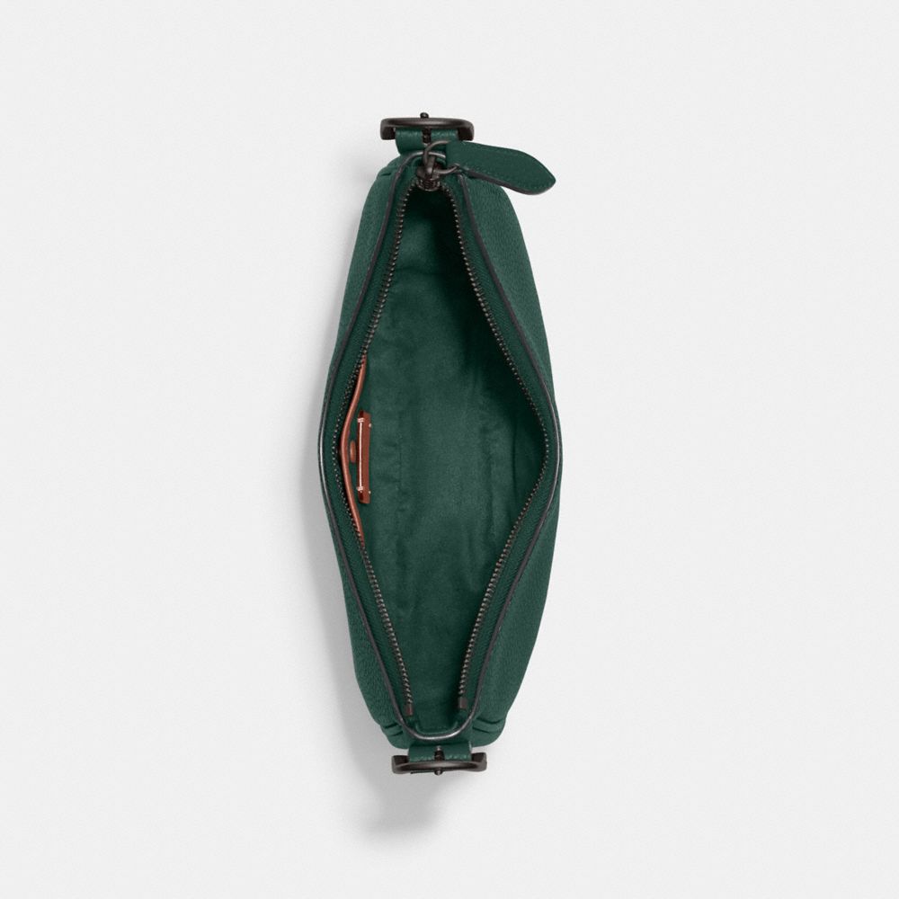 COACH®,Luna Shoulder Bag,Silk,Leather,Shoulder Bag,Metal,Logo,Adjustable,Gold Metal,Casual,Emerald,Inside View,Top View