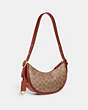 COACH®,LUNA SHOULDER BAG IN SIGNATURE CANVAS,Signature Coated Canvas,Small,Brass/Tan/Rust,Angle View
