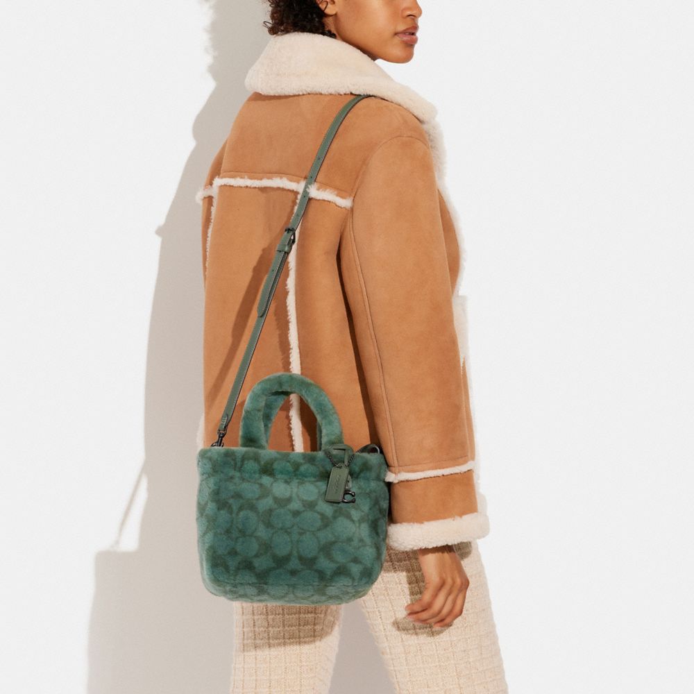 COACH Signature Shearling Tote 30 with Removable Leather Crossbody