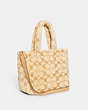 COACH®,TOTE 28 IN SIGNATURE SHEARLING,Shearling/Leather,Medium,Brass/Warm Neutral,Angle View