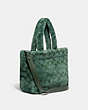 COACH®,TOTE 28 IN SIGNATURE SHEARLING,Shearling/Leather,Medium,Pewter/Green,Angle View