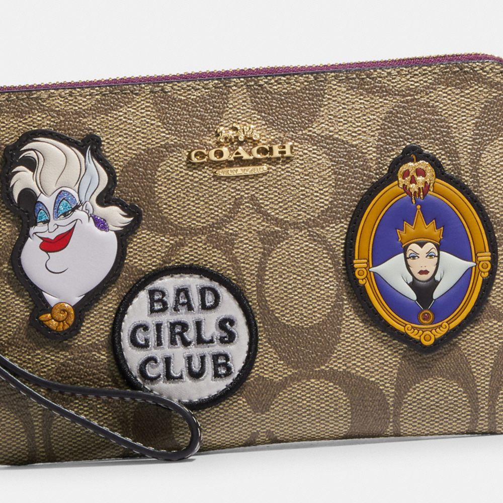 COACH® | Disney X Coach Corner Zip Wristlet In Signature Canvas