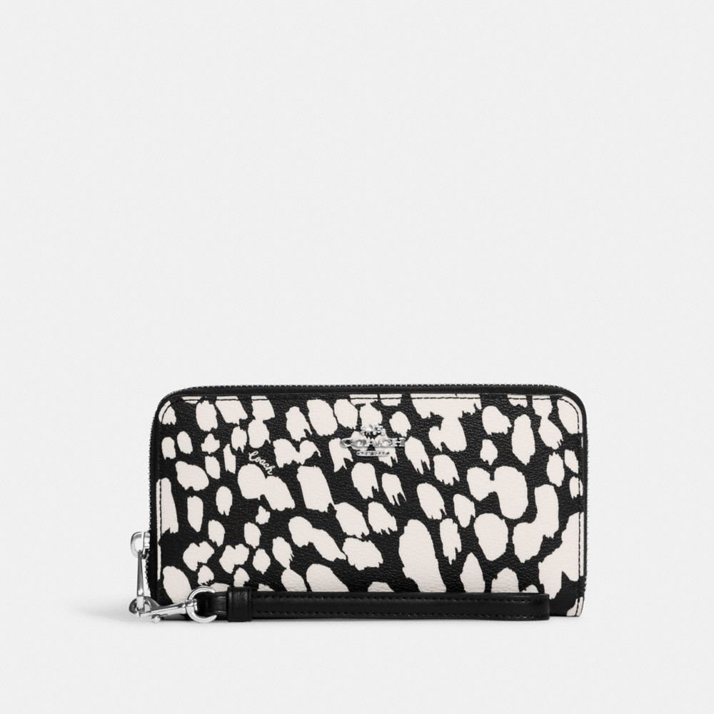 Polished calfskin wallet with leopard print in Animal Print