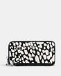 COACH®,LONG ZIP AROUND WALLET WITH SPOTTED ANIMAL PRINT,Printed Coated Canvas,Mini,Silver/Black/Chalk Multi,Front View