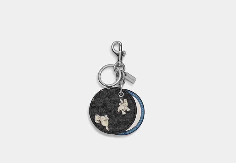 Mirror Bag Charm In Signature Canvas With Happy Dog Print
