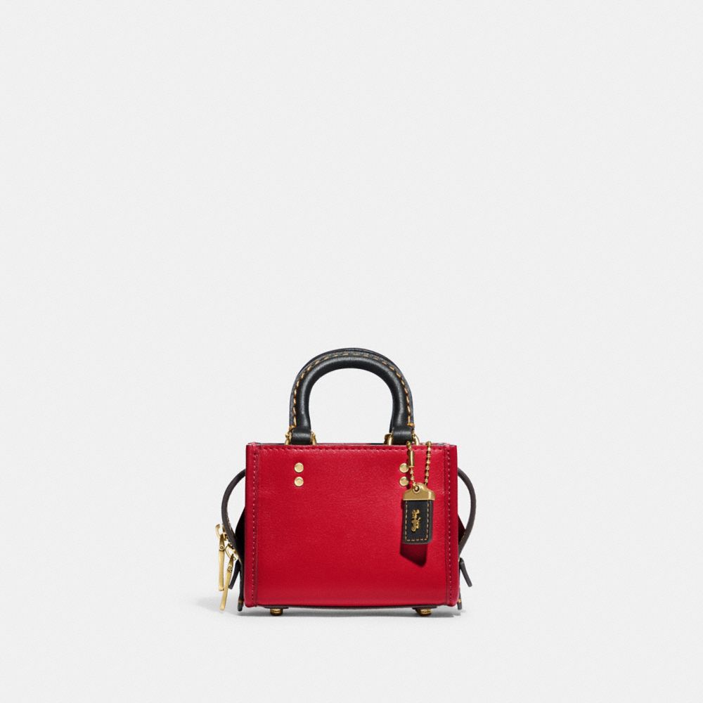COACH®,ROGUE BAG 12 IN COLORBLOCK,Glovetan Leather,Mini,Brass/Bold Red,Front View