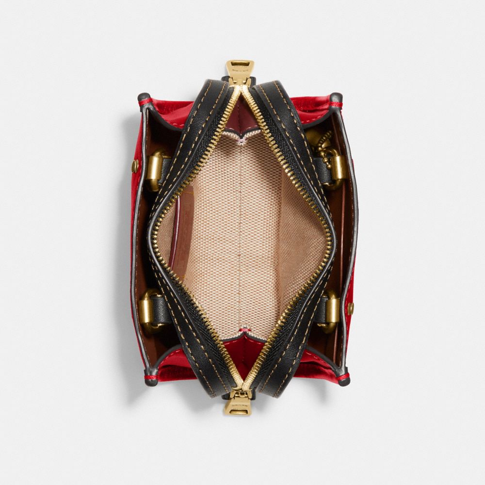 COACH®,ROGUE BAG 12 IN COLORBLOCK,Glovetan Leather,Mini,Brass/Bold Red,Inside View,Top View