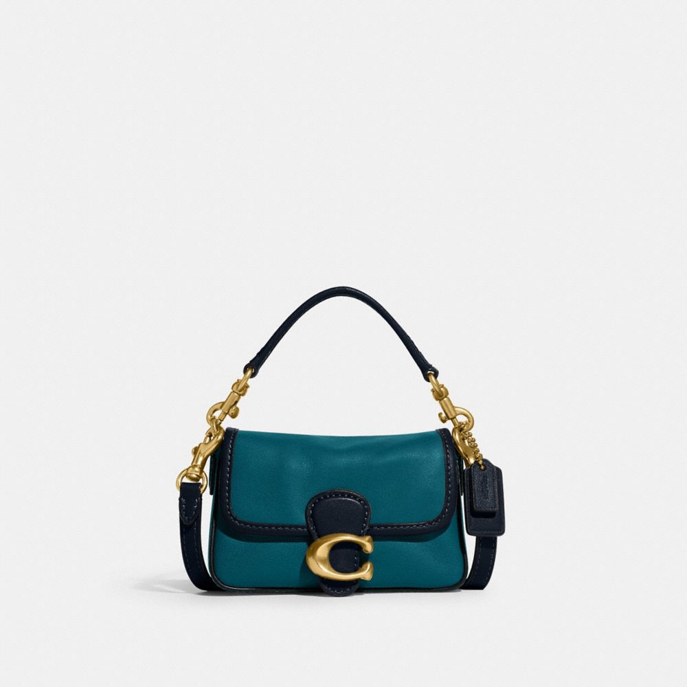 Coach Tabby 13 in Colorblock - Women's Designer Purses - Brass/Deep Turquoise Multi