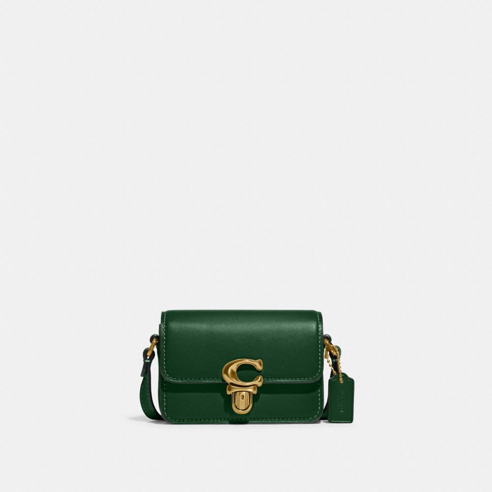 COACH®,STUDIO BAG 12,Mini,Brass/Dark Pine,Front View