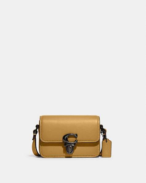 COACH®,STUDIO BAG 12,Leather,Mini,Pewter/Flax,Front View