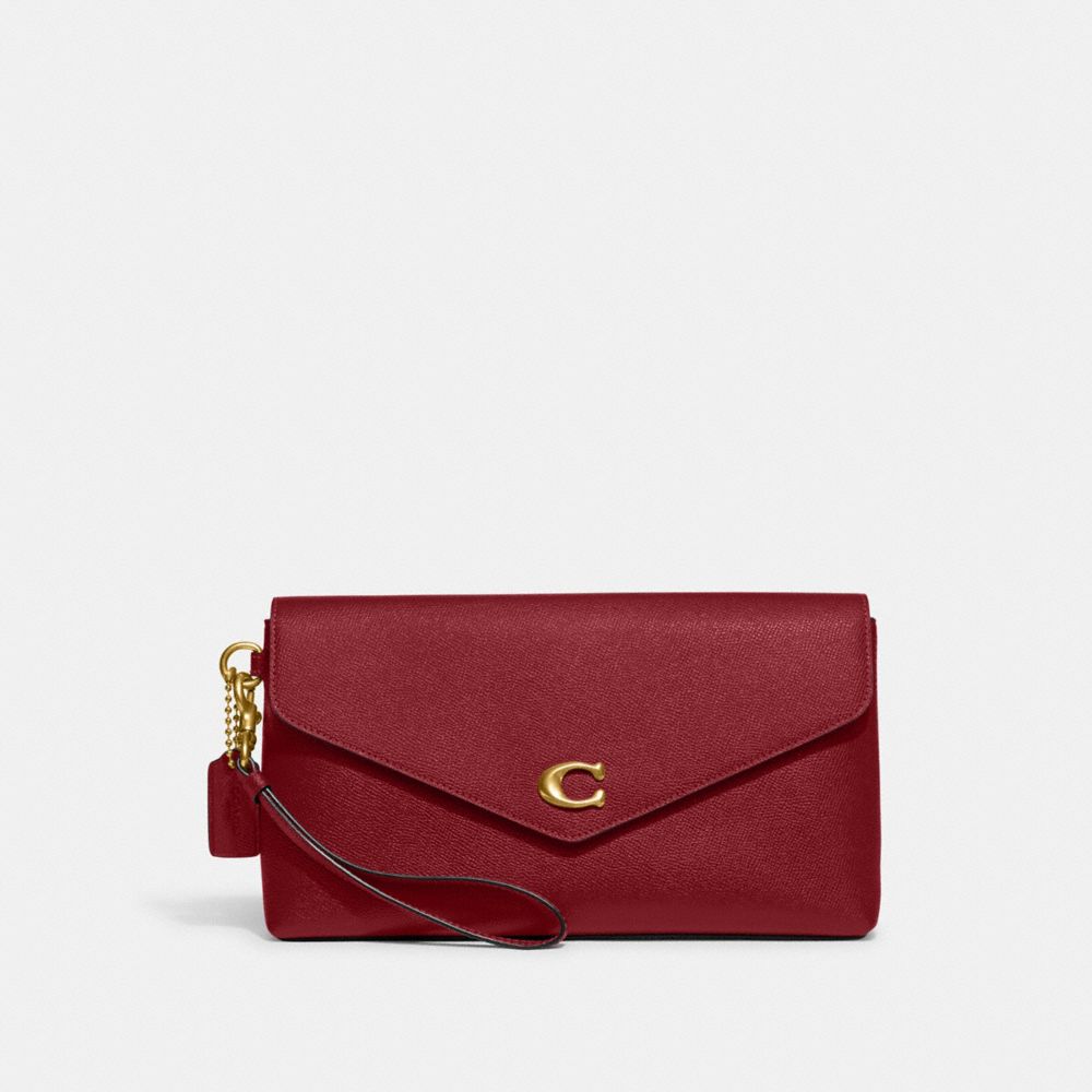 COACH®,WYN CLUTCH,Small,Brass/Cherry,Front View image number 0