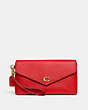 COACH®,WYN CLUTCH,Leather,Small,Brass/Sport Red,Front View